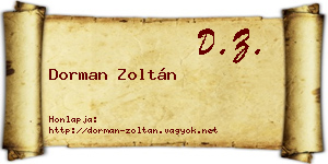 Dorman Zoltán névjegykártya